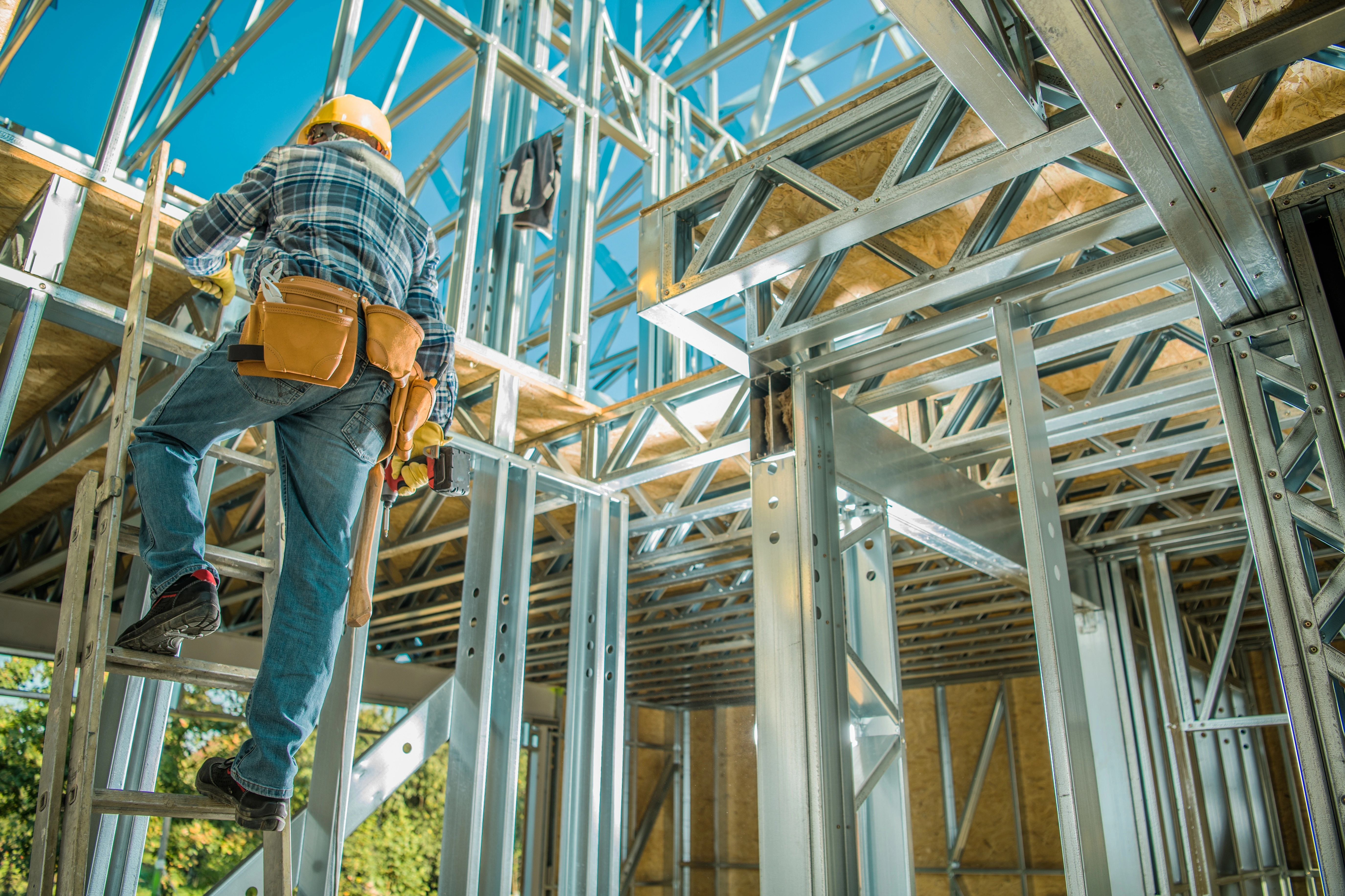 Imagen de una construcción realizada con el sistema Steel Framing en proceso